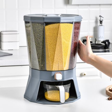 Kitchen Classification Rotating Rice Bucket Grain Cereal Compressed Sealed Tank Household Moisture-proof Insect-proof Plastic Rice Storage Bucket