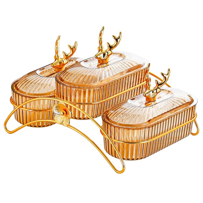 Light Luxury Dried Fruit Plate, Light Luxury Household Snack Plate, Iron Shelf, Commercial Hotel Snack Plate, Divided Fruit Plate - Image 5