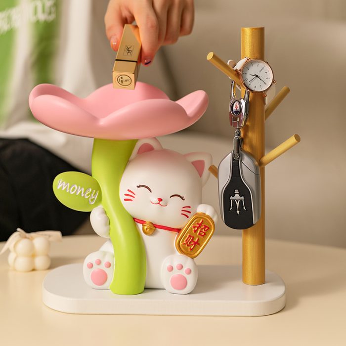 Cream-Style Entrance Hall Lucky Cat Key Storage Ornaments Home Living Room Tv Cabinet Housewarming Decorations - Image 3