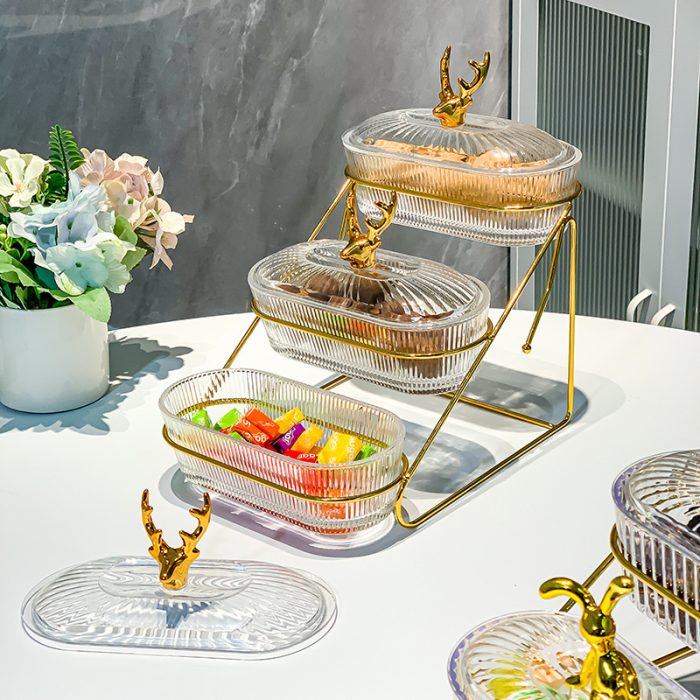 Nordic Style Fruit Plate Light Luxury High-end Double-layer High-value Fruit Basket Household Living Room Coffee Table Dried Fruit Snack Plate - Image 4