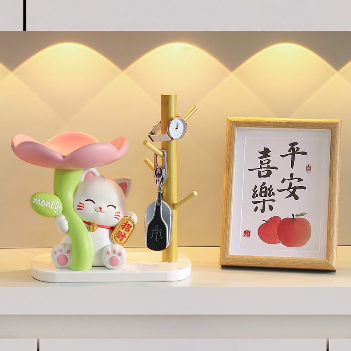 Cream-Style Entrance Hall Lucky Cat Key Storage Ornaments Home Living Room Tv Cabinet Housewarming Decorations - Image 4