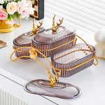 Light Luxury Dried Fruit Plate, Light Luxury Household Snack Plate, Iron Shelf, Commercial Hotel Snack Plate, Divided Fruit Plate - Image 3