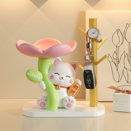 Cream-Style Entrance Hall Lucky Cat Key Storage Ornaments Home Living Room Tv Cabinet Housewarming Decorations