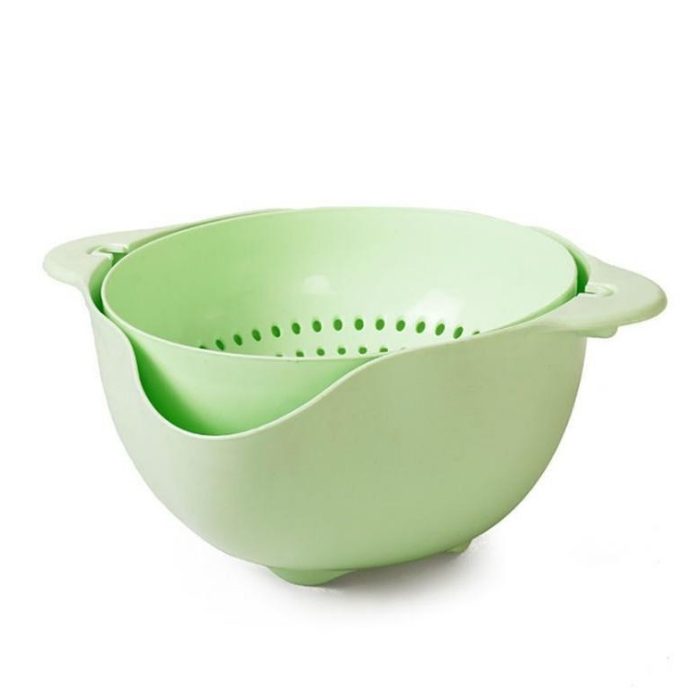 Double Layer Vegetable Washing Basin Draining Basket Washing Fruit Vegetable Washing Artifact Vegetable Basket Kitchen Modern Living Room Creative Household Fruit Plate - Image 5
