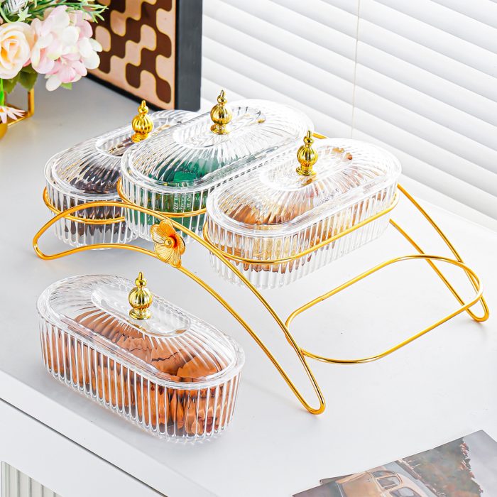 Light Luxury Dried Fruit Plate, Light Luxury Household Snack Plate, Iron Shelf, Commercial Hotel Snack Plate, Divided Fruit Plate - Image 4