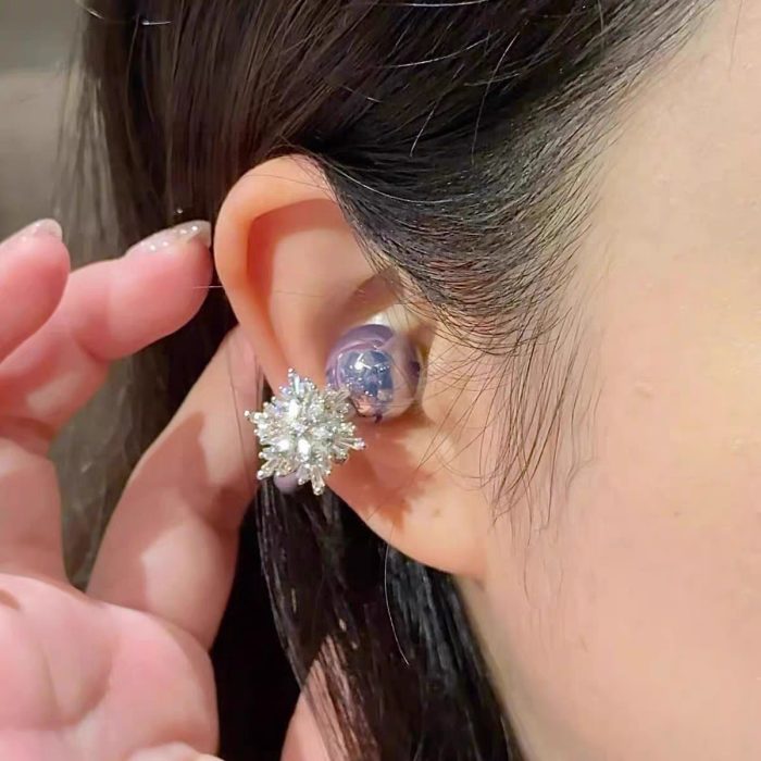 Freeclip Headphone Diamond Buckle Ear Clip Headphone Decorative Snowflake Accessories Earrings Women's Accessible Luxury High-End Ear Jewelry - Image 2