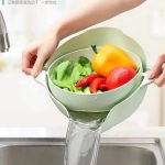 Double Layer Vegetable Washing Basin Draining Basket Washing Fruit Vegetable Washing Artifact Vegetable Basket Kitchen Modern Living Room Creative Household Fruit Plate - Image 2