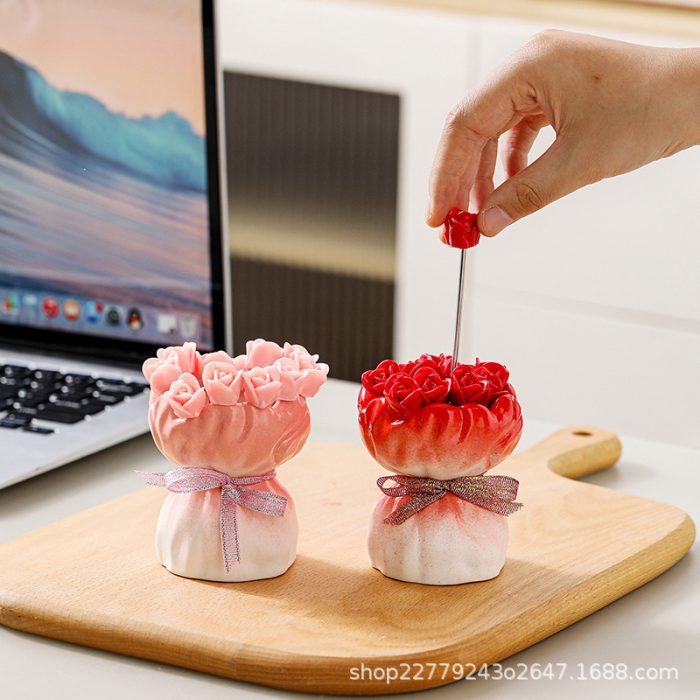 Hand-Held Rose Fruit Fork Set Household High-End Dessert Cake Fork Kidsren's Safety Stainless Steel Pick - Image 4