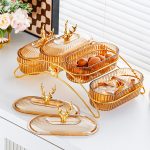 Light Luxury Dried Fruit Plate, Light Luxury Household Snack Plate, Iron Shelf, Commercial Hotel Snack Plate, Divided Fruit Plate