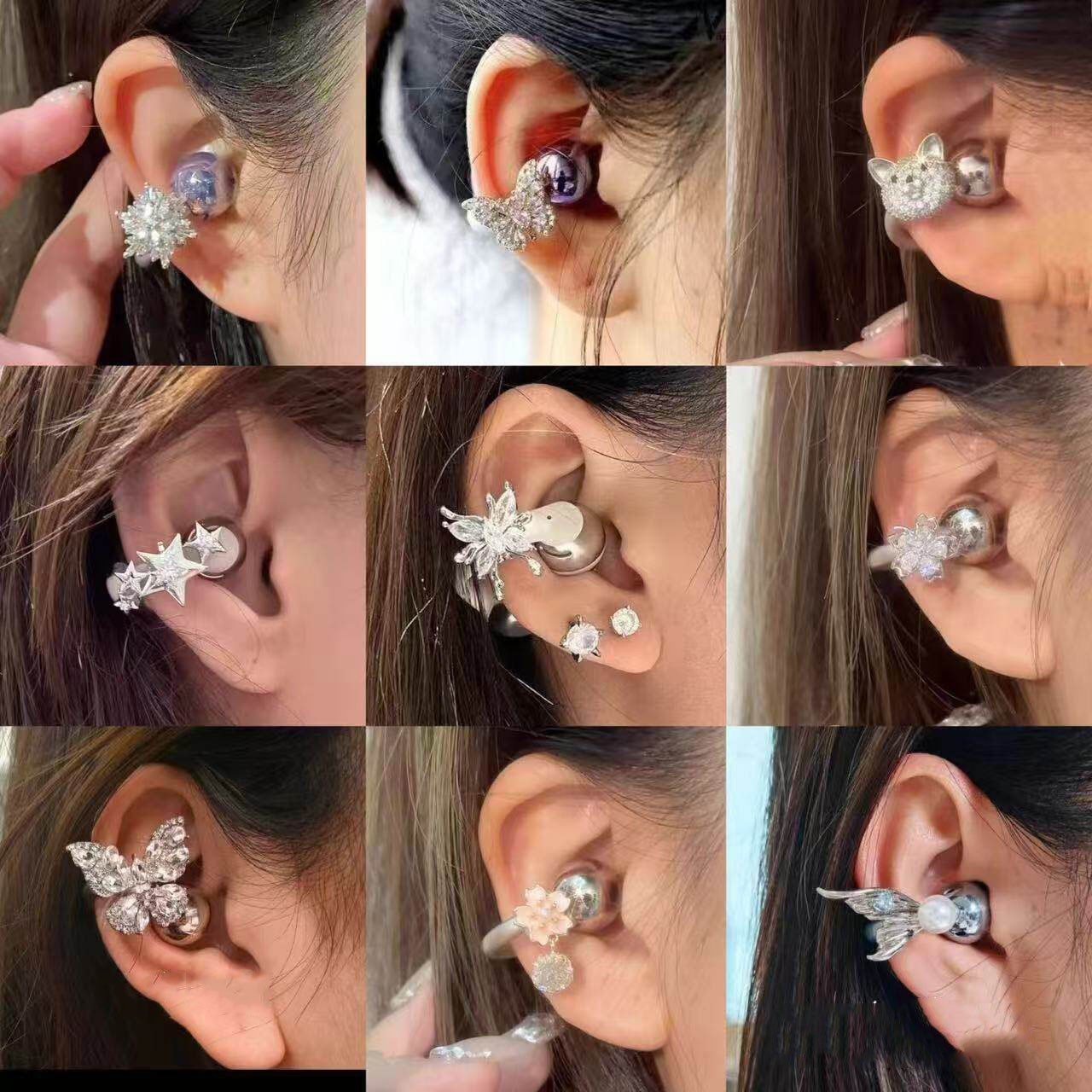 O1CN01pGuffL1adj8zC0cXU_2213365383353-0-cib.jpg Suitable for Freeclip Earphone Clips, Star Bow Ear Clips, Niche Stylish and Elegant Fashion Exquisite Ear Clips - Image 1