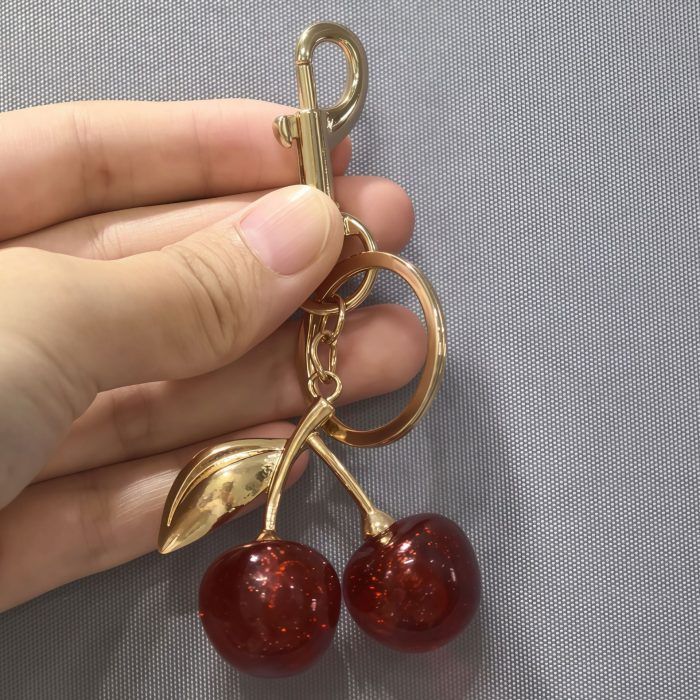 Factory Direct Sale Red Cherry Pendant European and American Style Women's Bag Charm Cute Pendant Realistic Fruit Ornament Car Interior Decoration Trendy - Image 4